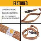 Dog Leash Nylon Dual Handle Heavy Duty Traffic Control L Large Brown Reinforced
