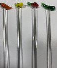 Vintage  Glass Vegetable Cocktail Stirrers Swizzle Sticks Lot Of 4