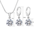 Blue 3pcs Earrings Plus Necklace Jewelry Set Silver Plated Rhinestone Gift Women