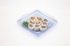300sets St-40 Heavy Duty Blue black Sushi Tray With Clear Lid 7 3x7 3x2 2 In