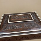 Antique Wooden Sewing Box Anglo Indian Victorian Carved Floral Workbox Mirror