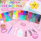 102000pcs 72 Colors Shiny Bedazzling Kit With Glue  3 Mm Rhinestones Set