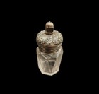 Antique La Pierre Sterling Silver Cut Glass Powder Jar Floral Repousse Lid 3 