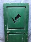 Antique Vintage 19  X 62  Green Raised Panel Shutter Floral Cut Out Old 1917-23b