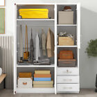 2-doors Wooden Wardrobe Storage For Bedroom  With Shelves And 3 Drawers  White