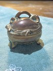 Antique Art Nouveau Gold Tone Brass Trinket Box Floral Wb Mfg Co Footed Rococo