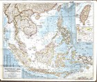 1955-9 September Vintage Map Se Southeast Asia National Geographic Formosa  541 