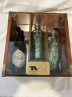 Coke Vintage Coca-cola  Commemorative 3 Bottle Set W Wooden Mirror Display Case 