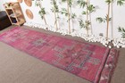 2 7x11 4 Ft Turkish Runner Rug  Red Gray Vintage Moroccan Wool Rug