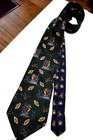Neck Tie Vtg 70s Ducks Diamonds Medalions Foulard Green Blue Silk Wide 56  X 4 