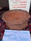 Antique Handmade  Wicker And Wood Quality  Sewing Basket Box With Lid Lovely