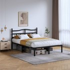 14 Inch Metal Bed Frame - Queen Size Heavy Duty Bedframe With Headboard Black   