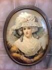 Antique 19th Century Victorian Beautiful Women Concave Cameo On Marble Old  1 A7