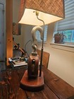 Antique Ship Wood Metal Rope Pulley Block   Tackle Hook Nautical Lamp