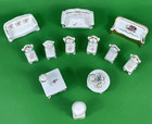 Vintage 14 Pieces Of Porcelain ceramic Miniature Dollhouse Furniture
