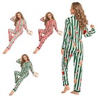 Women Pajamas Set Festive Sleepwear Family Outfits With Pants Striped Printed