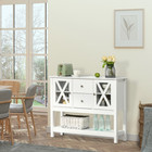 Modern Storage Sideboard  Glass Door Buffet Cabinet 2-drawer Console Table White