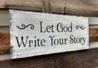 Farmhouse Wood Sign Let God Home Decor Wooden Rustic Welcome Kitchen Family Sign