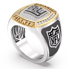 New York Giants True Fan 1 2 Ct Diamond Two-tone Yellow Gold And 925 Silver Ring