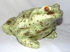 Large 14  Vintage Arnels Speckle Glaze Molded Ceramic Toad Frog Garden Statue