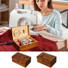 Vintage Wooden Sewing Box Household Needle Thread Storage Organizer Mom Gifts