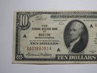  10 1929 Boston Massachusetts National Currency Federal Reserve Bank Note Vf 