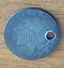 Antique United States 3 Three-cent Silver Coin Piece 1853