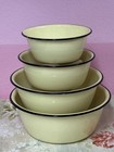 Vintage Enamelware Bowls Yellow Enamel Mixing Bowls Set Of 4