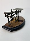 Antique brass English  Postal Balance Scale  On Wooden Base Display Base
