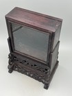 Antique 19th C  Qing Chinese Hardwood Shrine   Altar Table With Glass Case