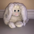 Russ Caress Soft Pets Bunny Rabbit Plush Nos White Yellow Floral Accents Easter