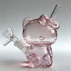 4  Portable Pink Kitty Cat Glass Bong Multi Filter Bubbler Water Pipe Usa Stock