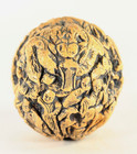   Vtg Japanese Lot Of Two Carved Walnut Miniatures  One Ceramic   One Natural