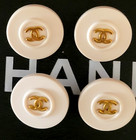Auth Vintage 4 Chanel  Resin Round White gold  Cc Logo 20 Mm Stamped