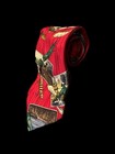 Eddie Bauer Silk Tie Red Hand Printed In Italy Outdoor Fishing Fish Hook Usa