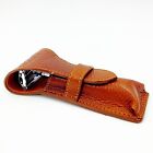 Brown Parker Genuine Leather Double Edge Safety Razor Protective Travel Case 