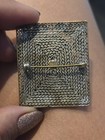 Cameo Portrait Brooch Pin Square Silver Tone Ornate Filigree Black white Oval