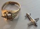 1948 Kellogg s Pep Cereal  Premium Superman Airplane Ring F-87 Jet Fighter Gold