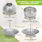 3 Tier Stainless Steel Steamer Basket Expandable Folding Vegetable Insert For