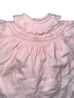 Vintage Smocked Knit Floral Collar Dress Girls 12 Month Rosette Lace Ruffles