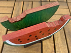 Vintage Hand Made Hand Painted Wood Napkin Holder  Watermelon Slices Just Cool