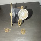 Antique 1927 Crystal Glass Door Knob Set Complete Working Brass Mortise Lock