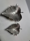 Set Of Two Silver Tone Leaf Dishes Decorative Metal Leaf Bowls Set Home Decor 