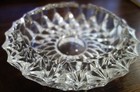Vintage Heavy Large Round Crystal Clear Cut Glass Cigar Cigarette Ashtray 7 