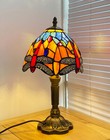 Beautiful Tiffany Vintage Dragonfly Style Stained Glass Switch Table Lamp H14 