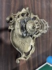 Vintage Solid Brass Footed Inkwell Ornate Glass And Lid Art Nouveau Desk Set