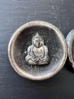 Set Of 2 Vtg Antique Large Buddha Metal Jacket Buttons Shank 1 75  Patina Boho