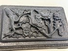 Vintage Chinese Inkstone W carved Lid Birds   Flowers  Calligraphy Tool  Signed