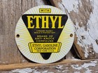 Vintage Ethyl Porcelain Sign Texas Motor Oil Garage New York Gas Pump Plate 6 