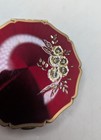 Vintage Stratton Powder Compact Ruby Red Flowers Gold Toned